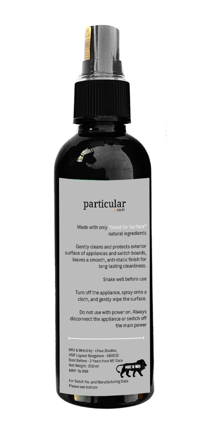 Particular Electric Appliance & Switchboard Cleaner | Streak-Free, Anti-Static & Dust-Repellent | Fast Drying, Low-Residue Formula | Safe for Electronics | Fresh Citronella Scent