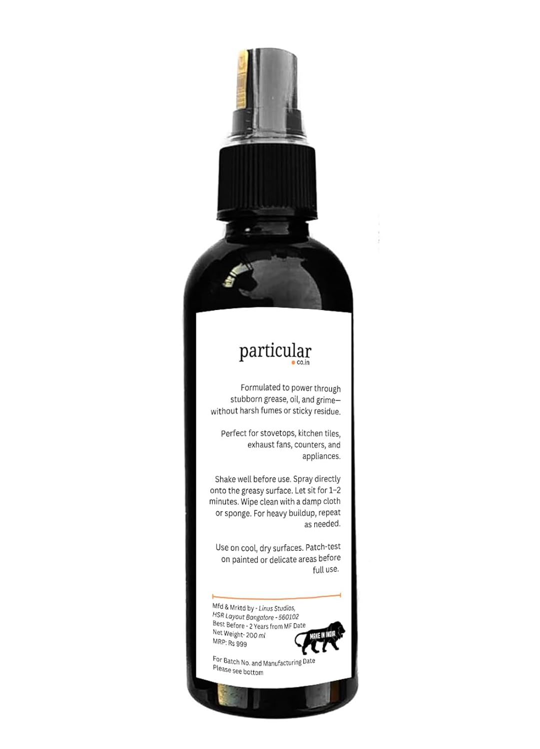 Particular Grease Cutter | Tough Oil Remover for Stovetops, Chimneys, Kitchen Tiles, Counters & Appliances | Fast-Drying, No Residue | Fresh Natural Scent