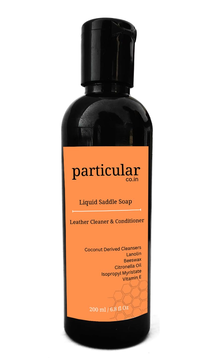 Particular: Liquid Saddle Soap, One Step Cleaner and Conditioner for Natural Leather | Beeswax and Lanolin Based | Clean and Nourish | 100% Good for Leather Ingredients 200 Ml
