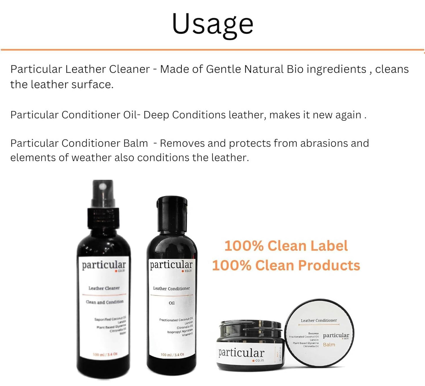 Leather Deep Cleaning and Conditioning Combo - Cleaner + Conditioner + Balm