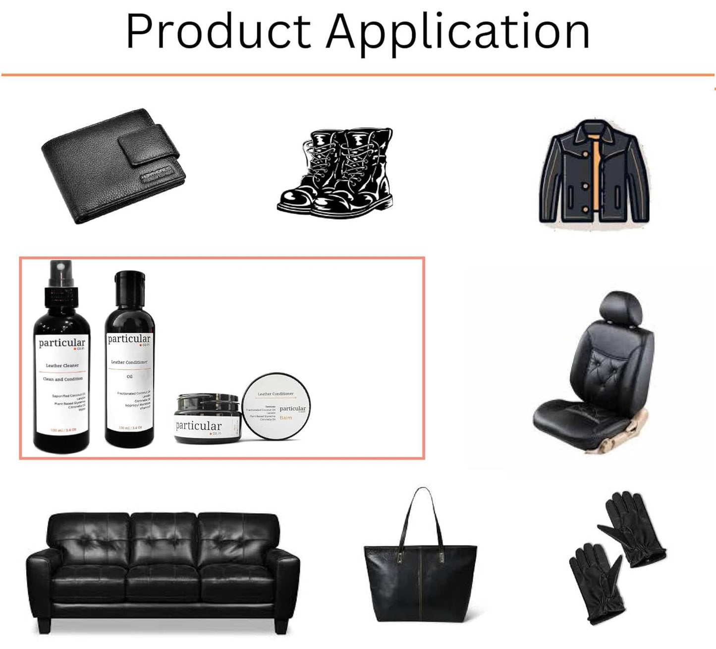 Leather Deep Cleaning and Conditioning Combo - Cleaner + Conditioner + Balm