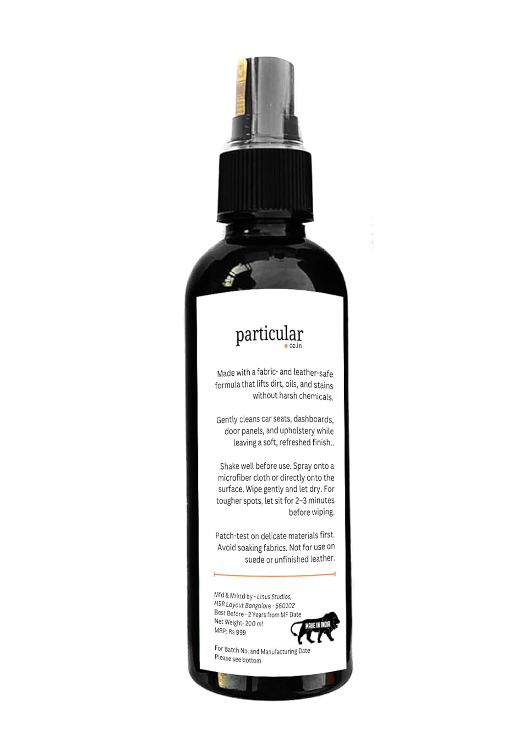 Particular Car Interior & Upholstery Cleaner | Removes Stains, Refreshes Fabric & Surfaces | Anti-Static, Non-Sticky, Fast-Drying Formula | Safe for Plastics, Fabric & Vinyl | No Residue