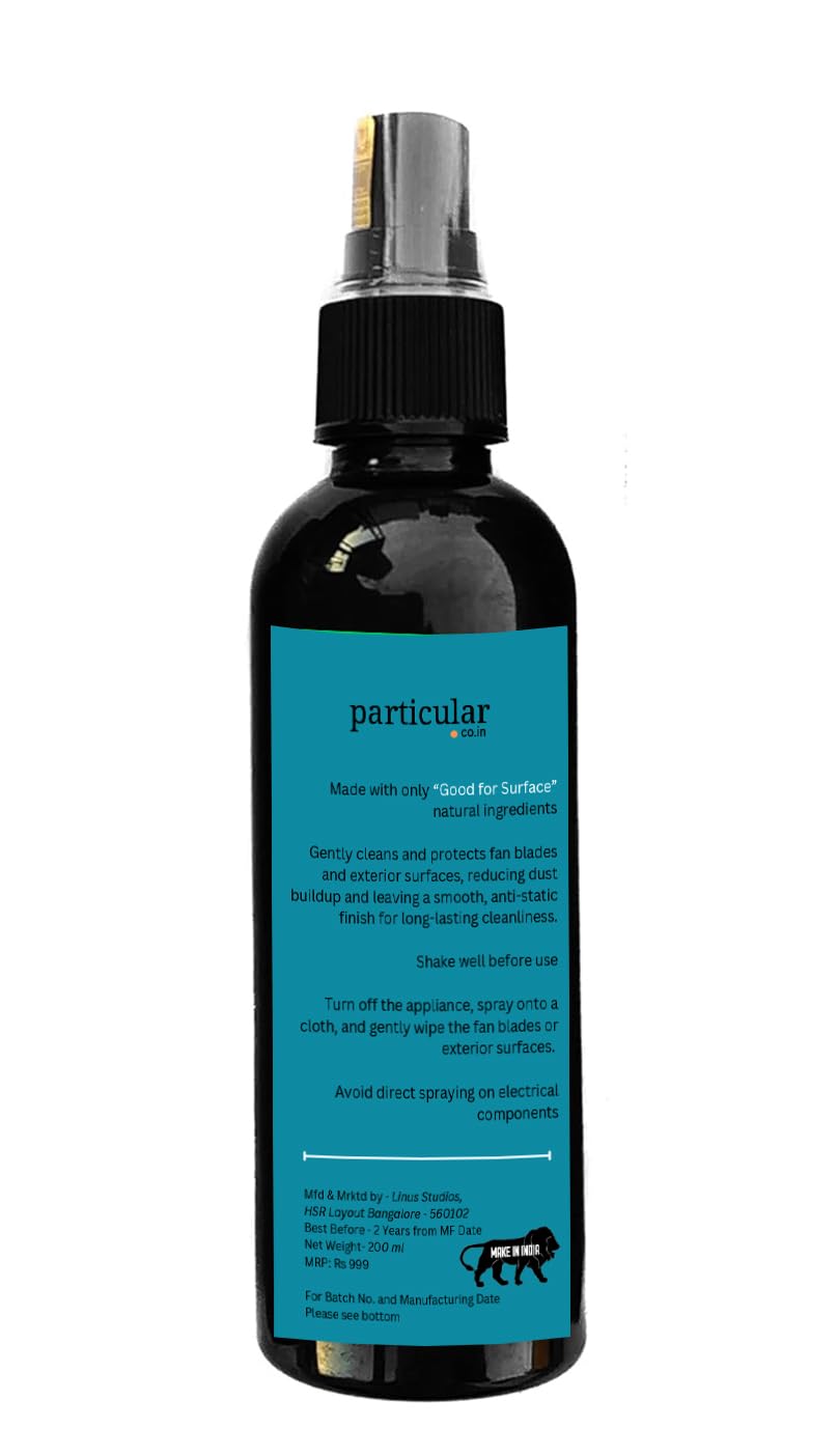 Particular: Dust-Repellent Fan Blade Cleaner | Anti-Static Formula | Cleans, Reduces Dust Buildup & Enhances Shine