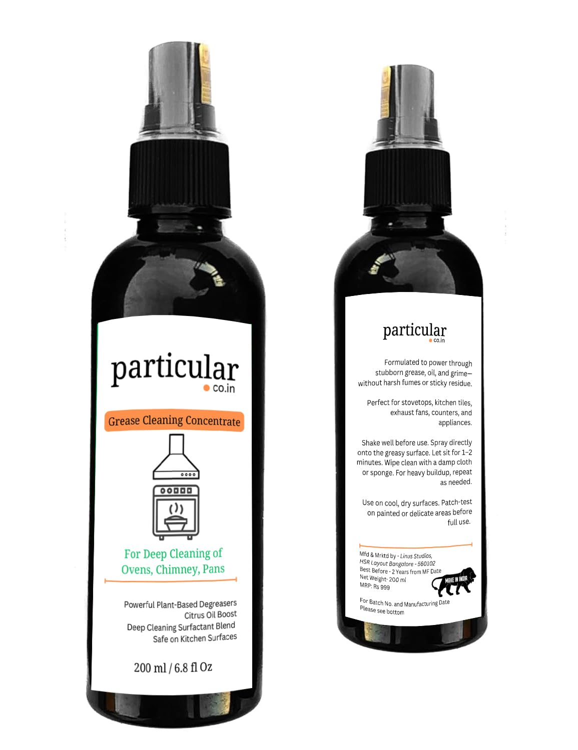 Particular Grease Cutter | Tough Oil Remover for Stovetops, Chimneys, Kitchen Tiles, Counters & Appliances | Fast-Drying, No Residue | Fresh Natural Scent