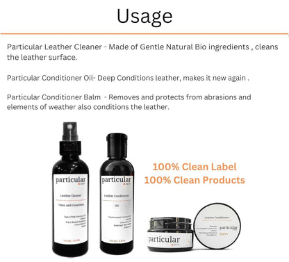 Leather Deep Cleaning and Conditioning Combo - Cleaner + Conditioner + Balm