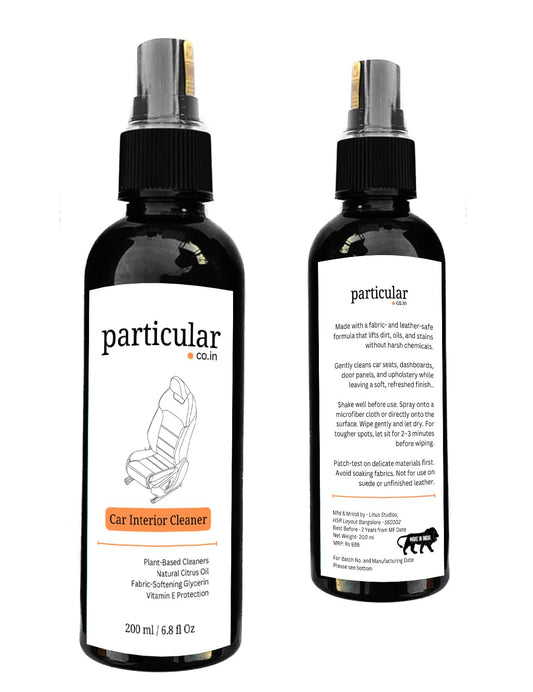 Particular Car Interior & Upholstery Cleaner | Removes Stains, Refreshes Fabric & Surfaces | Anti-Static, Non-Sticky, Fast-Drying Formula | Safe for Plastics, Fabric & Vinyl | No Residue