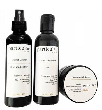 Leather Deep Cleaning and Conditioning Combo - Cleaner + Conditioner + Balm